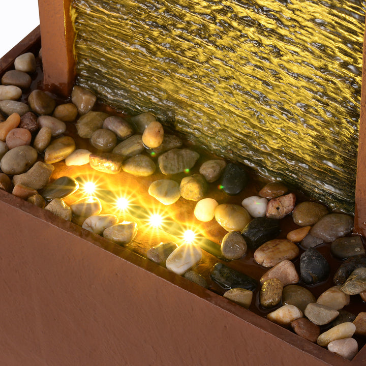 Teamson Home 38.5" Contemporary Outdoor LED Waterfall Fountain with Pebble Base