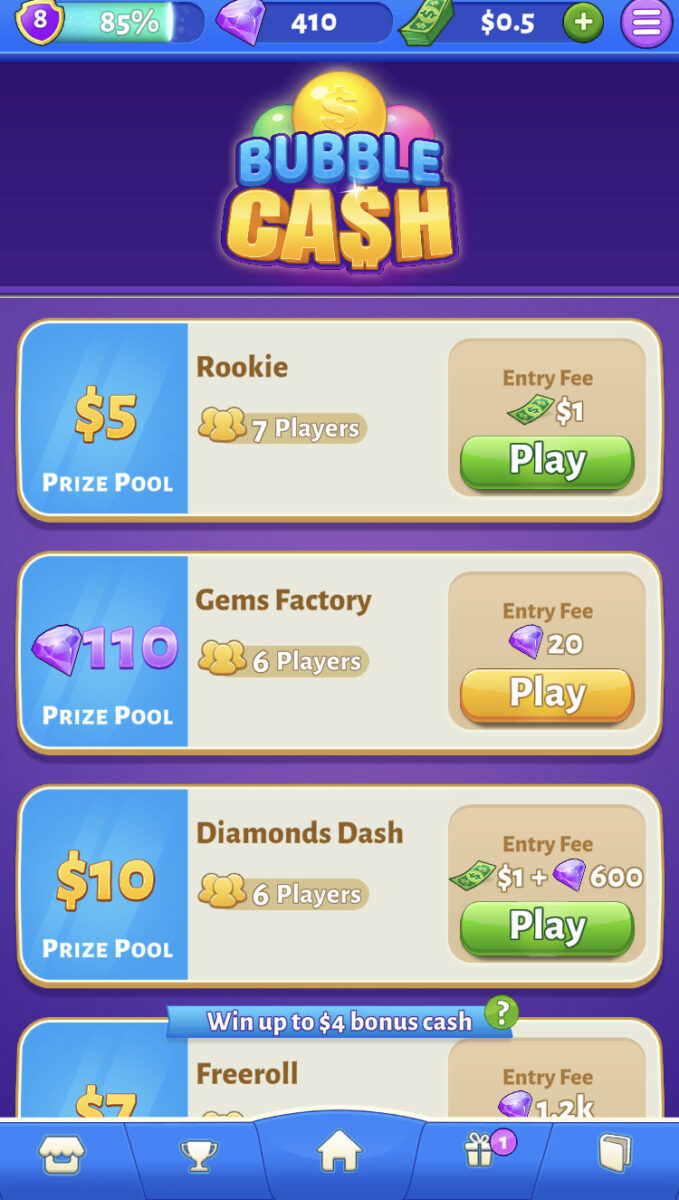 Bubble Cash Tournaments