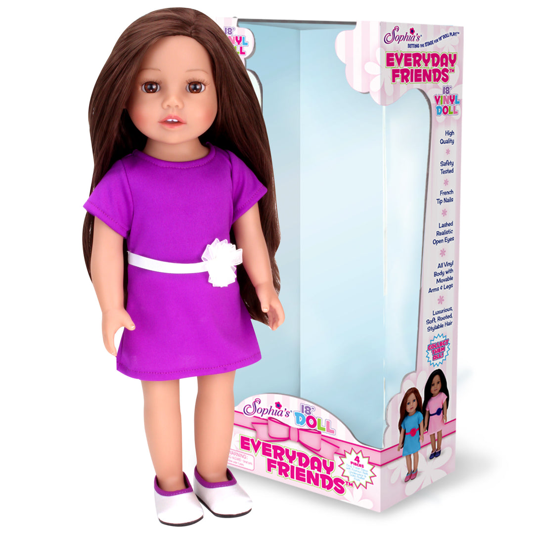 Sophia's Posable 18" All Vinyl Brunette Hair Doll "Miley" with Brown Eyes