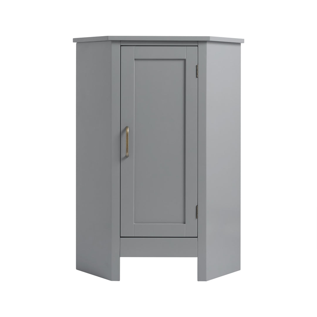 Teamson Home Mercer Mid Century Modern Gray Corner Floor Storage Cabinet