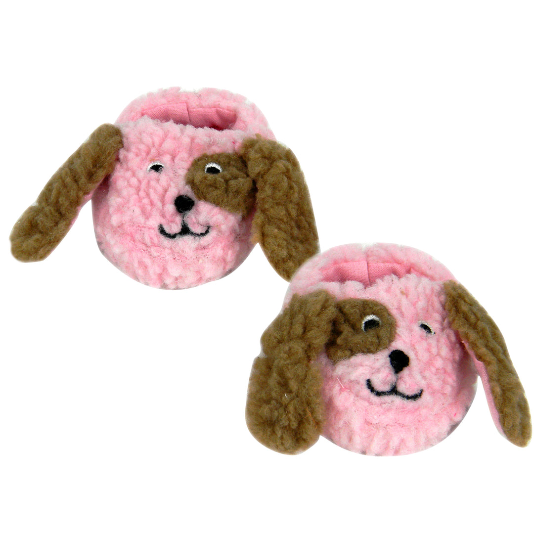 Sophia's Sherpa Puppy Dog Face Slippers for 18" Dolls, Pink/Brown