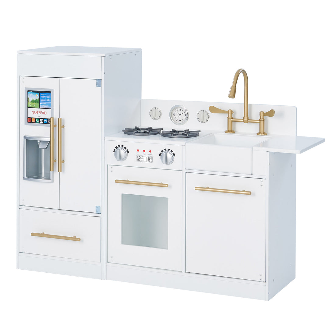 Teamson Kids Little Chef Chelsea Modern Play Kitchen, White/Gold