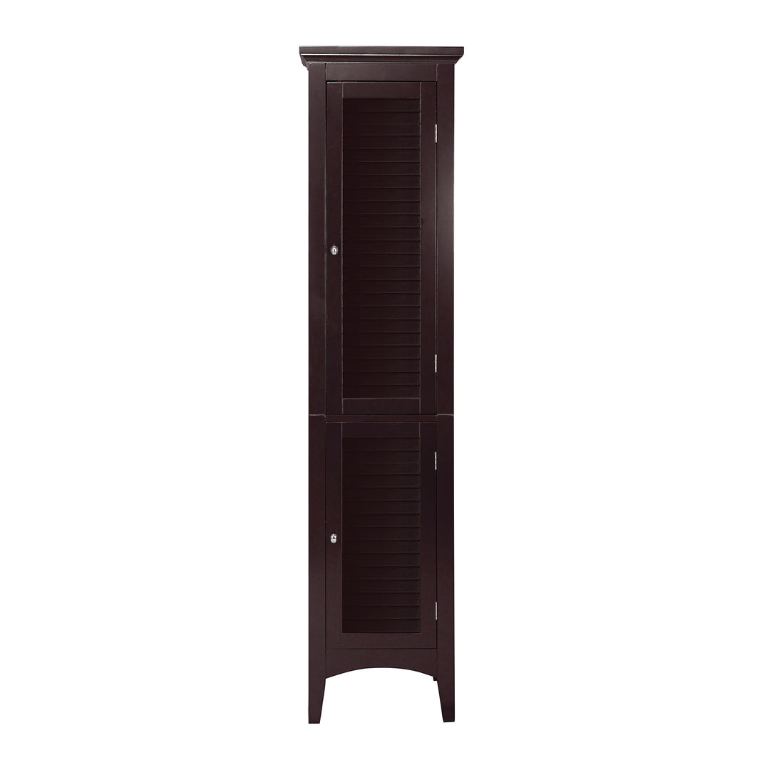 A Dark Brown Teamson Home Glancy Linen Cabinet with louvred doors