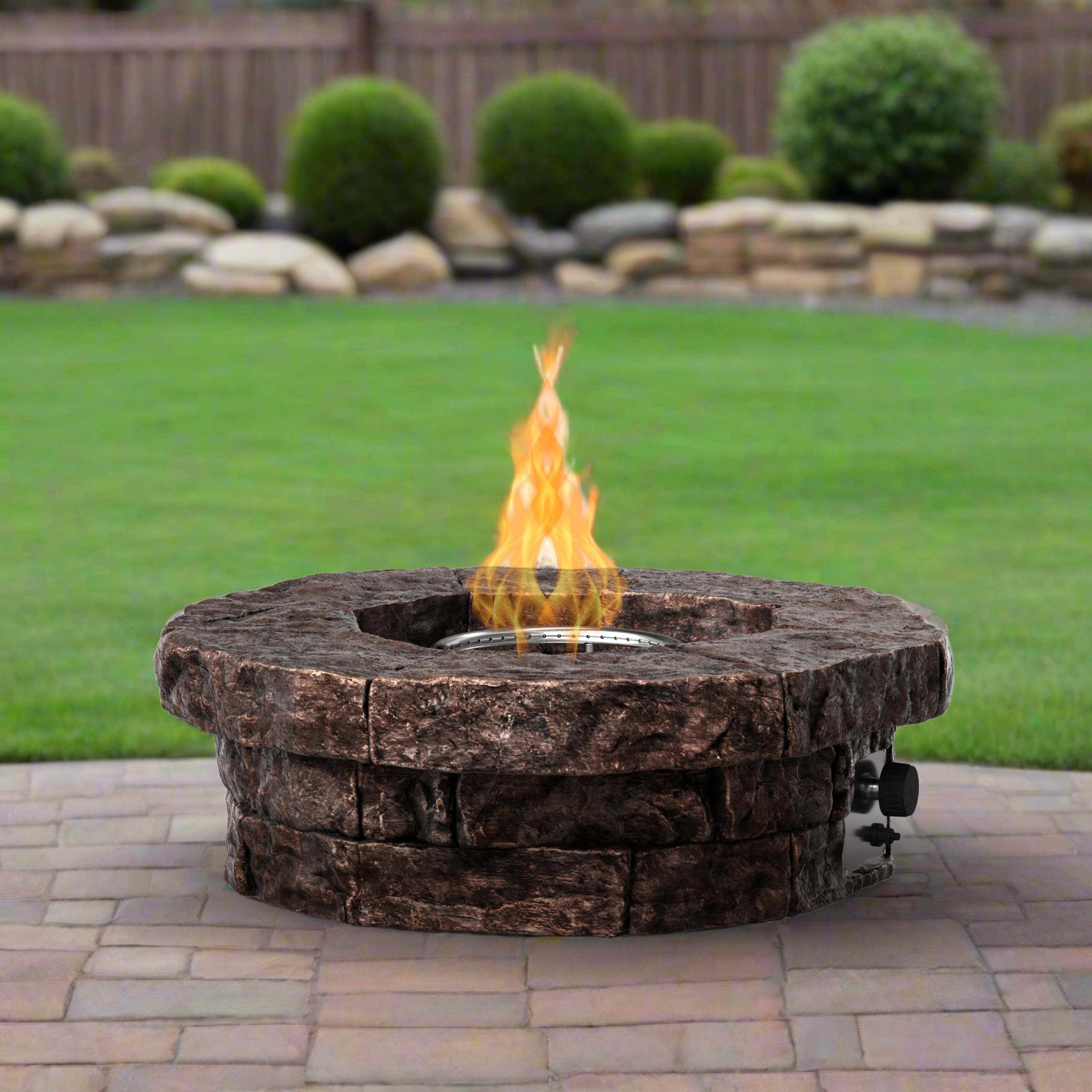 A firepits in the back yard