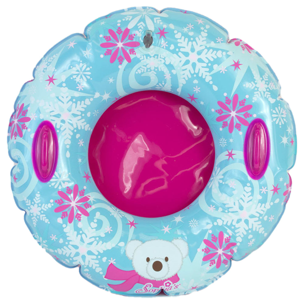 Sophia's Winter Snowflake Print Inflatable Snow Tube for 18" Dolls, Light Blue/Hot Pink