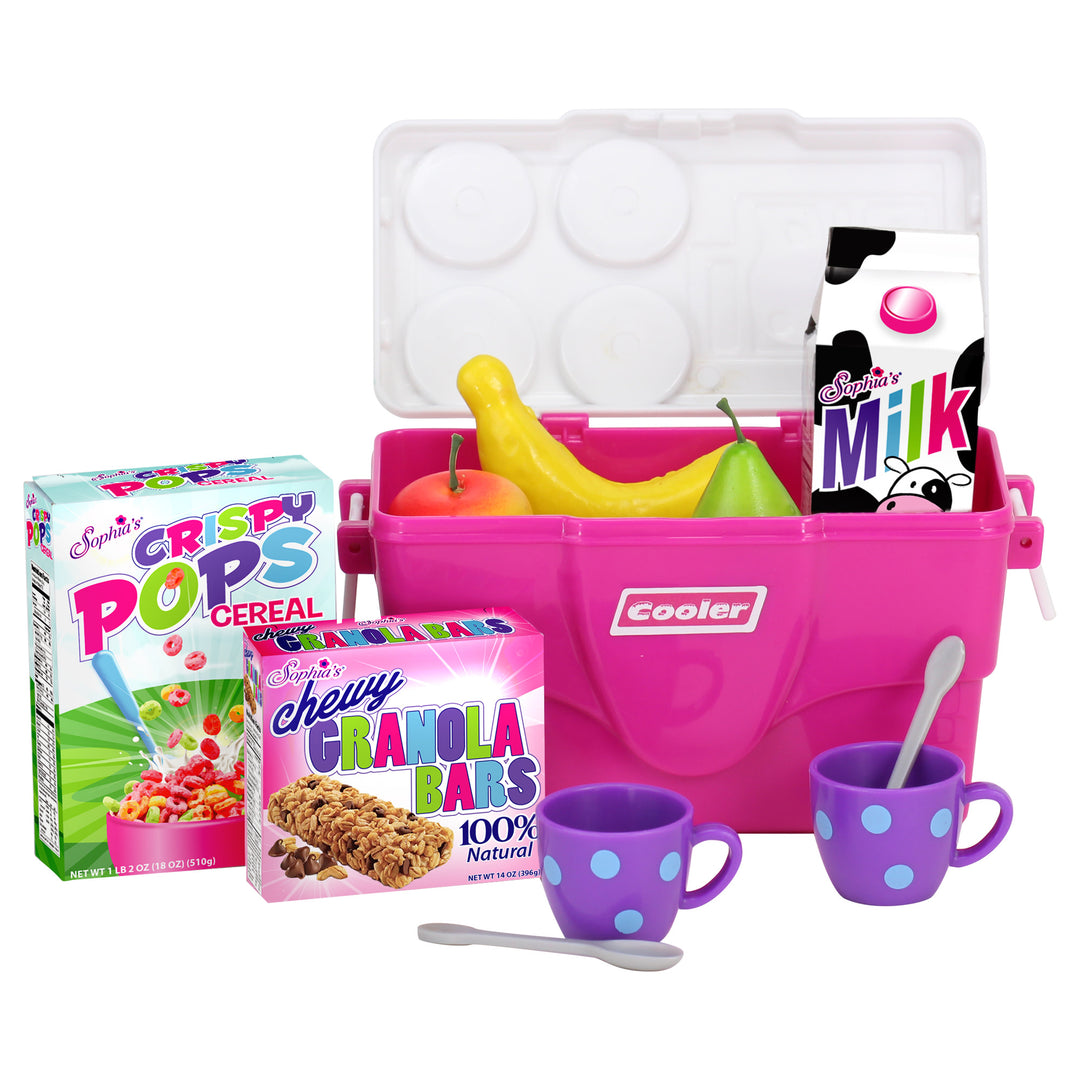 Sophia's - 18" Doll -  Cooler & Grocery Food Set - Hot Pink