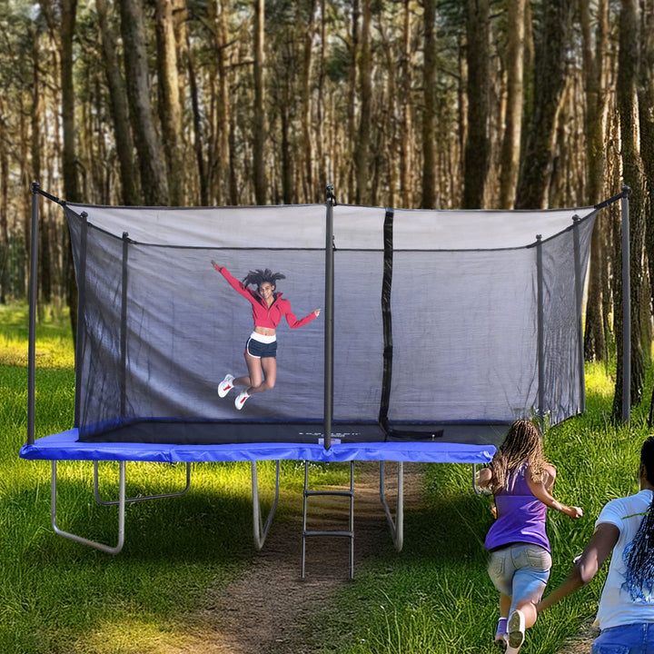 Teamson by Crowntec 15x9 FT UV-Resistant Trampoline with Ladder & Safety Net