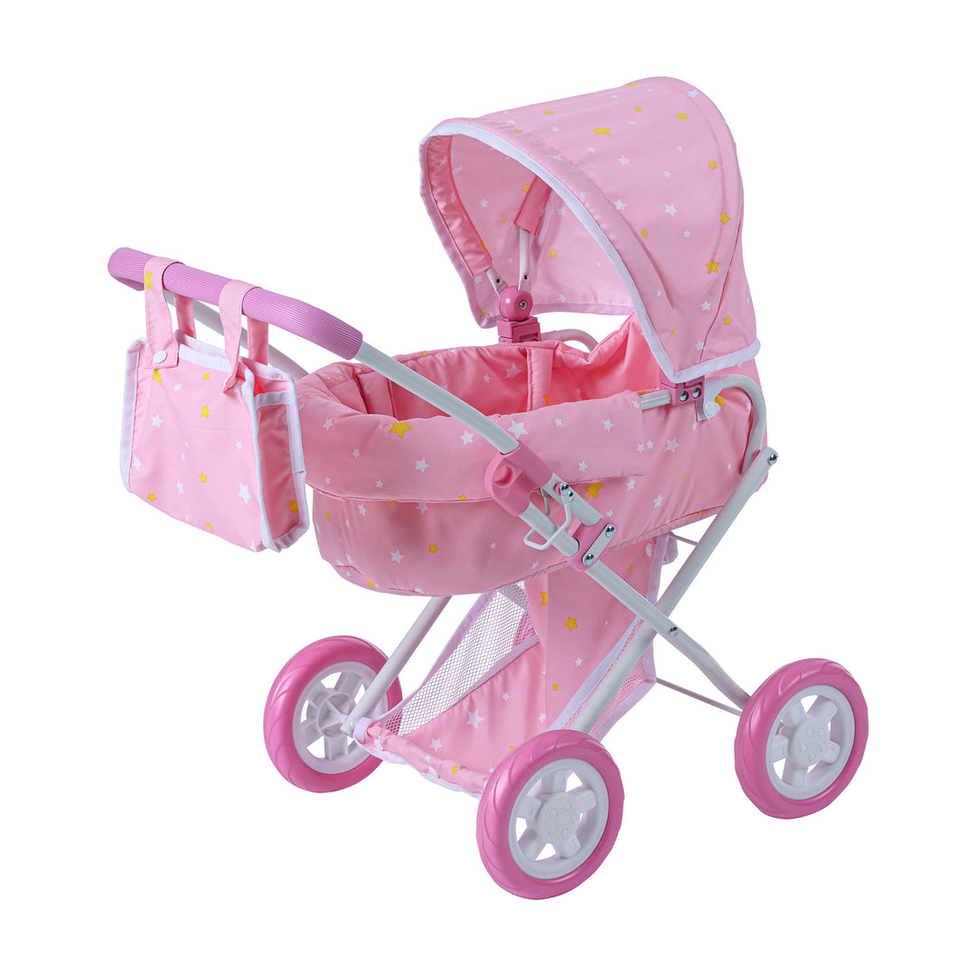 Olivia's Little World Twinkle Stars Princess Deluxe Baby Doll Stroller, Pink/White