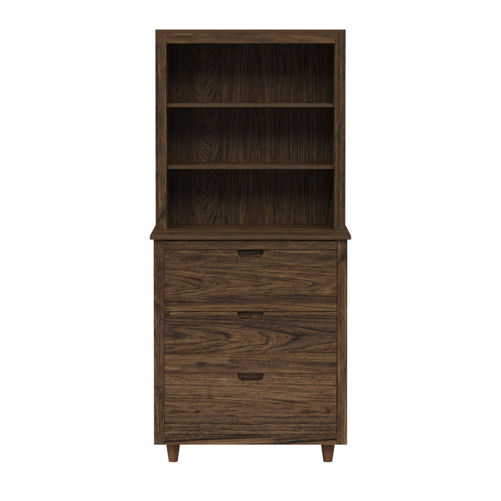 Teamson Home Ellery Freestanding Hutch Cabinet with Open Shelves, Walnut