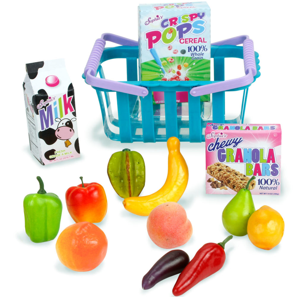 Sophia's - 18" Doll - Grocery Basket & Food Set - Teal