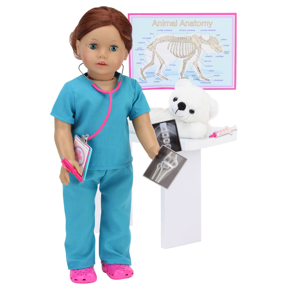 Sophia's - 18" Doll - 11 pcs Smithsonian Veterinarian Polar Bear Set- Teal