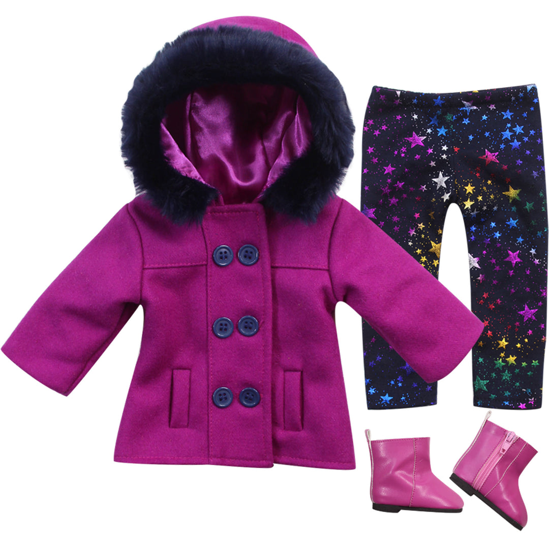 Sophia's 3 Piece Peacoat, Leggings and Boots Set for 18'' Dolls, Magenta