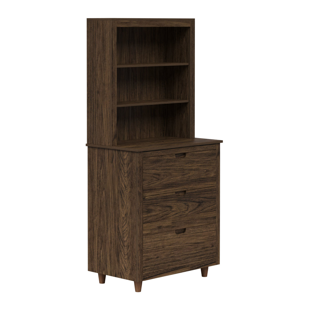 Teamson Home Ellery Freestanding Hutch Cabinet with Open Shelves, Walnut