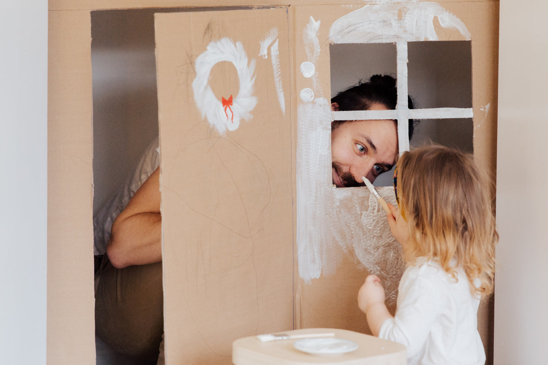 Father's Day Blog Hero Image. Father and daughter painting.