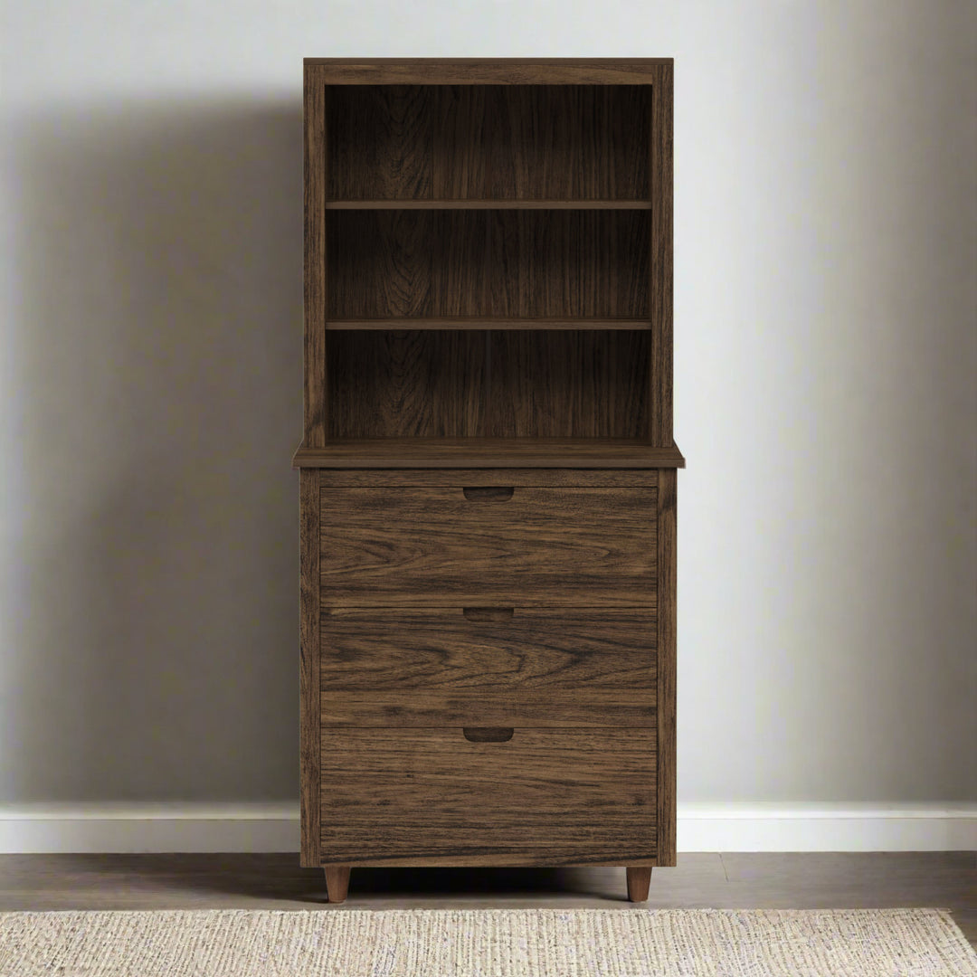 Teamson Home Ellery Freestanding Hutch Cabinet with Open Shelves, Walnut