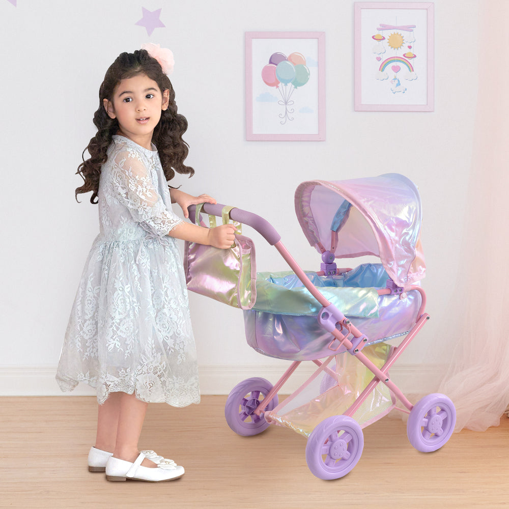 Olivia’s Little World Magical Dreamland Deluxe Baby Doll Stroller and Carrier, Iridescent