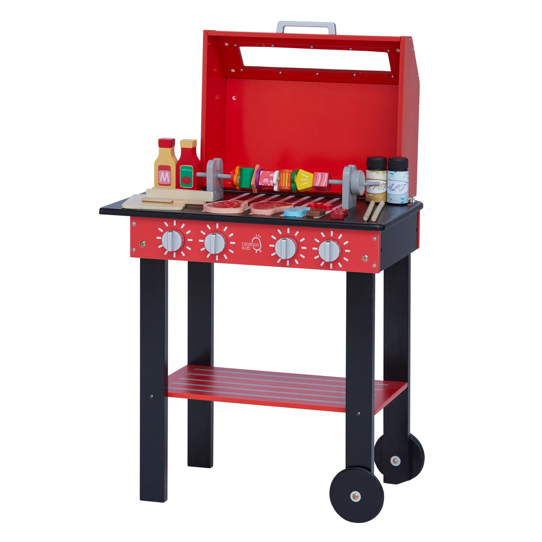 Teamson Kids - Little Helper Backyard BBQ Play Stand Play Kitchen - Red