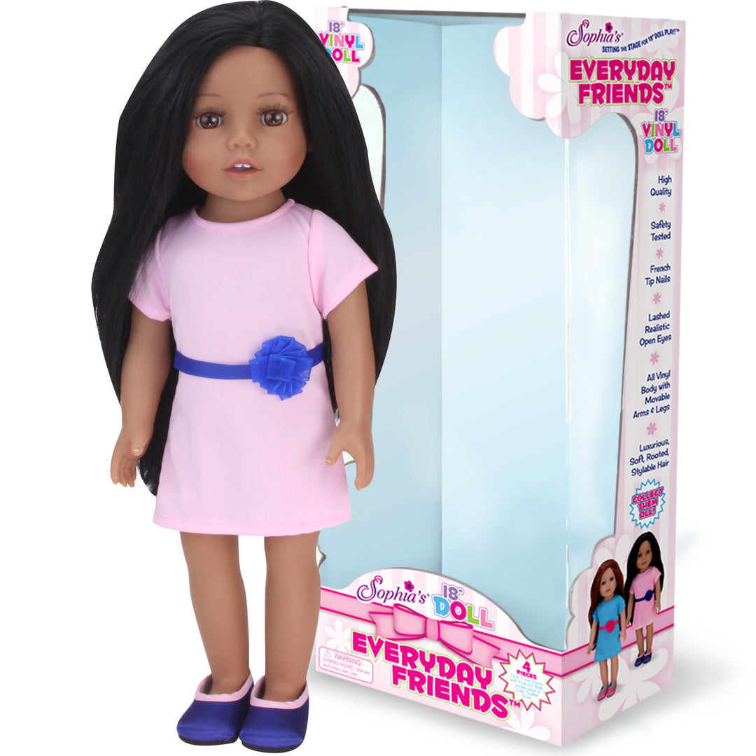 Sophia's Posable 18" All Vinyl Dark Brown Hair Doll "Brooklyn" with Brown Eyes