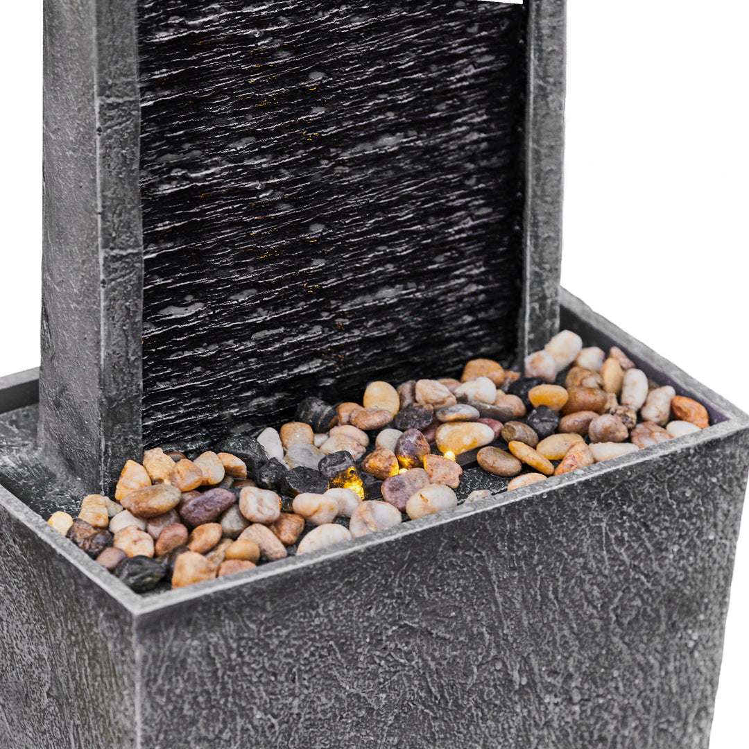 Teamson Home 38.5" Contemporary Outdoor LED Waterfall Fountain with Pebble Base