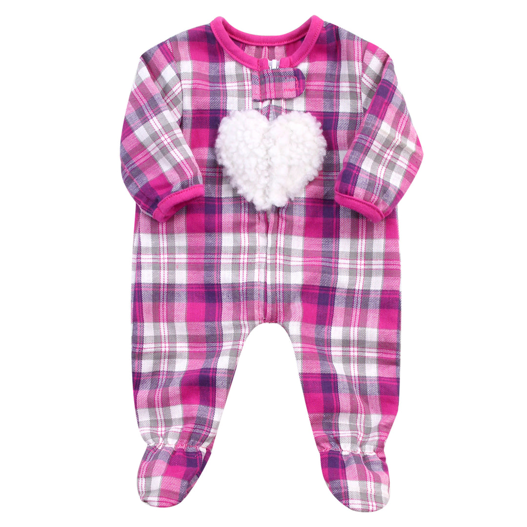 Sophia's - 15" Doll - Flannel Sleeper w/ Heart - Hot Pink