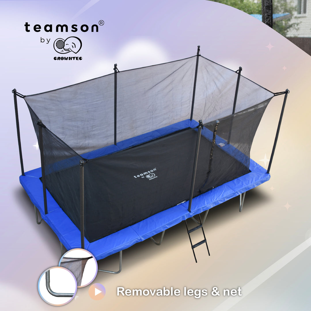 Teamson by Crowntec 15x9 FT UV-Resistant Trampoline with Ladder & Safety Net