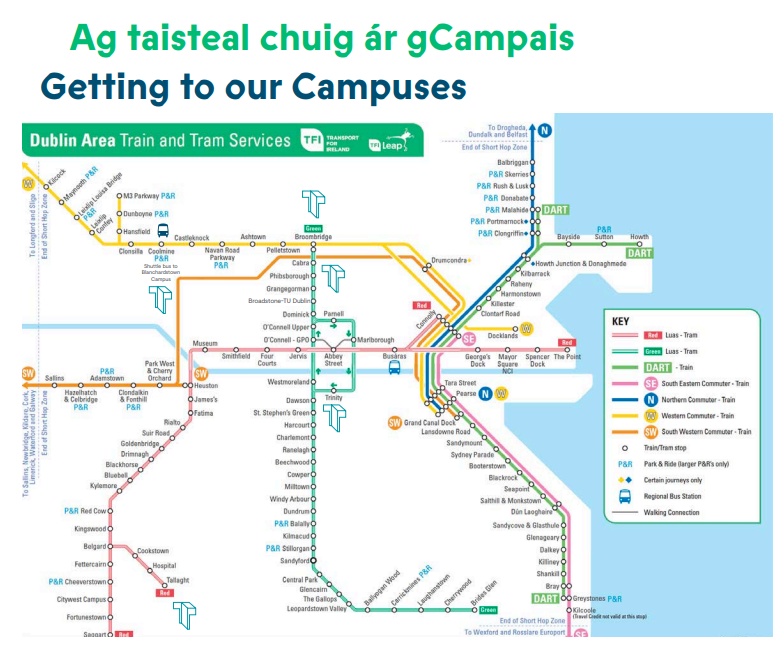 TU Dublin Campuses Transport map